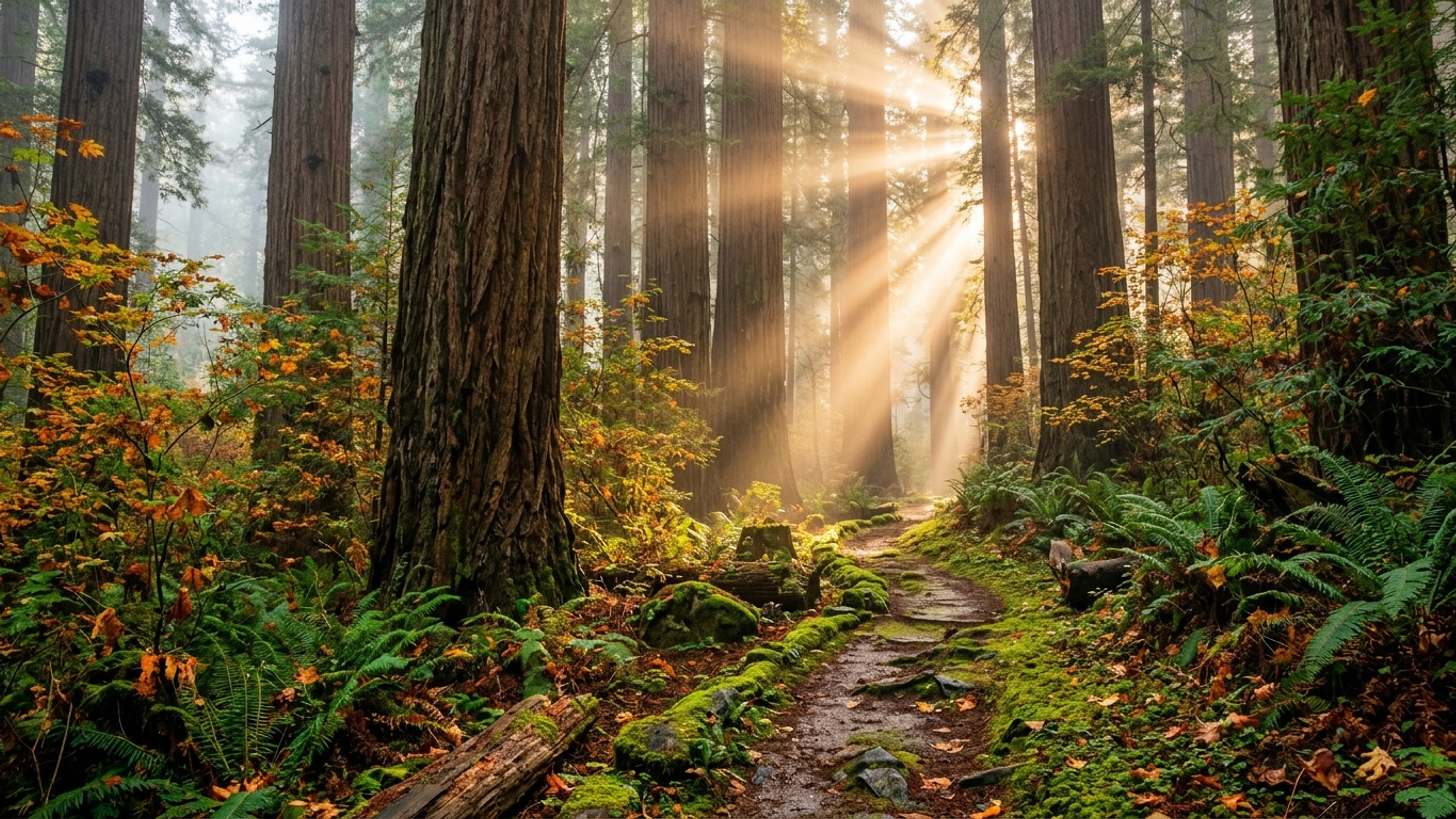 Bosque de Secuoyas y Rayos de Sol