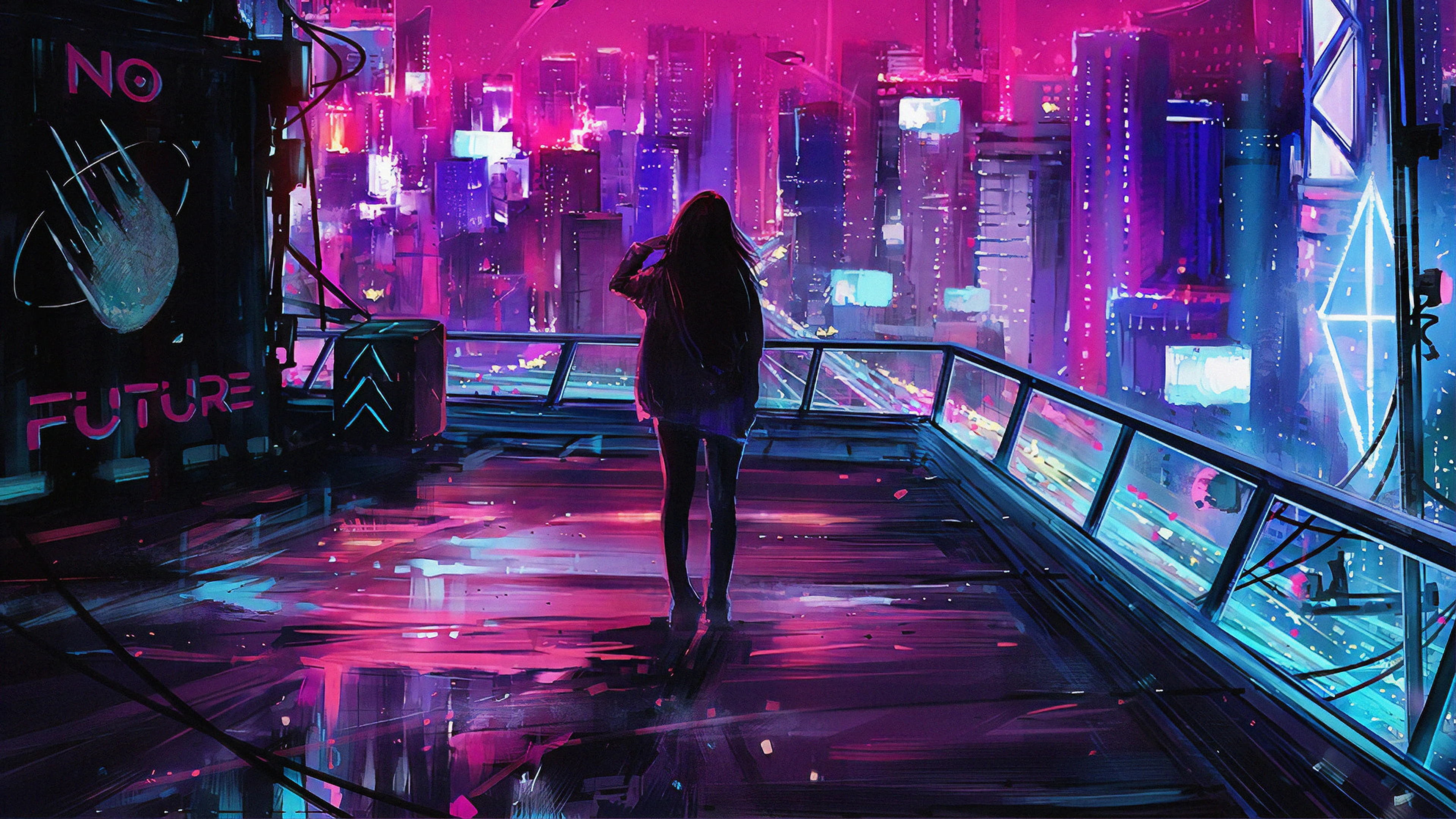 Horizonte Synthwave al Atardecer en 4K (4K Ultra HD)