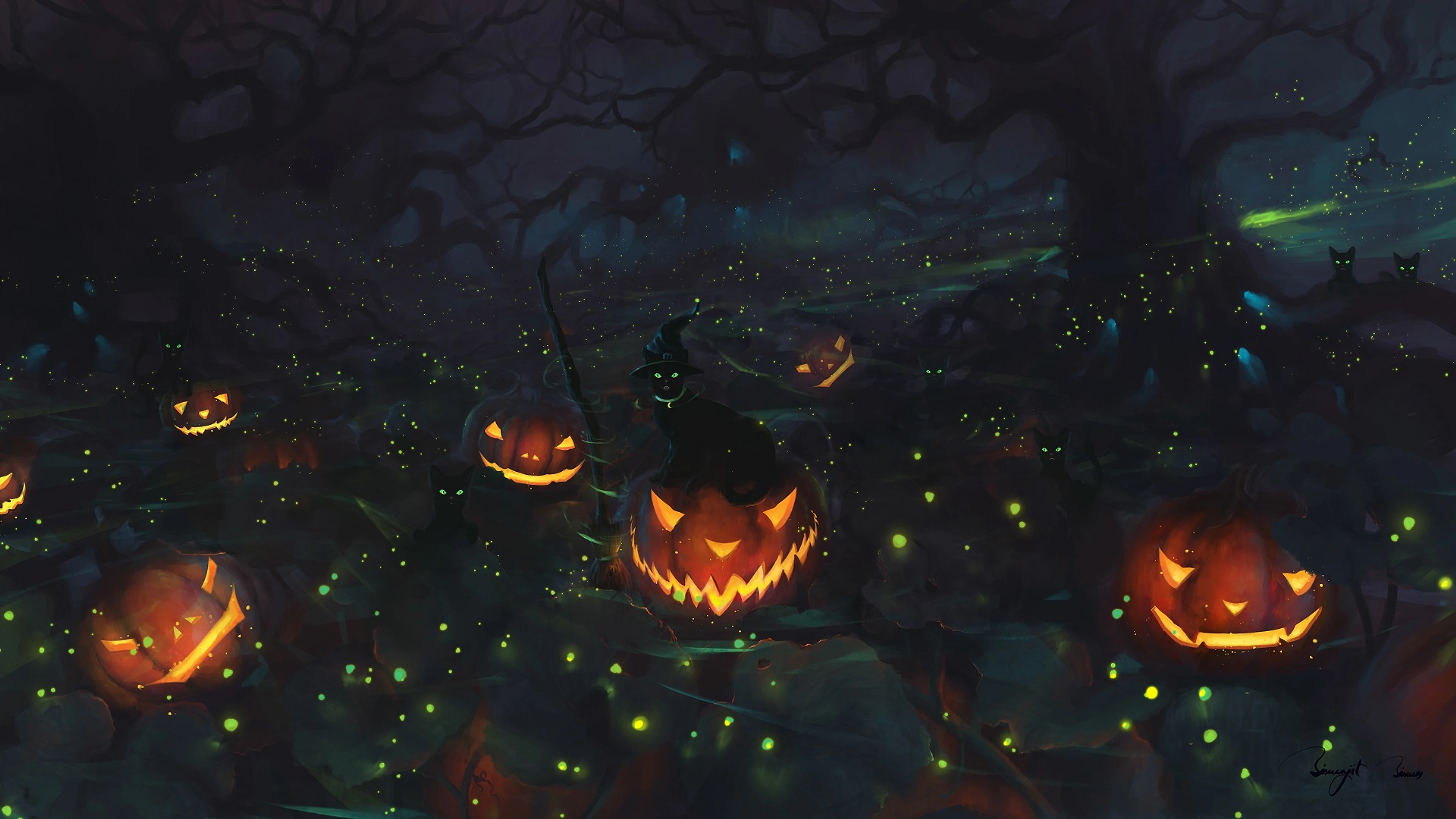 Calabaza Neón Ciberpunk en 4K (4K Ultra HD)