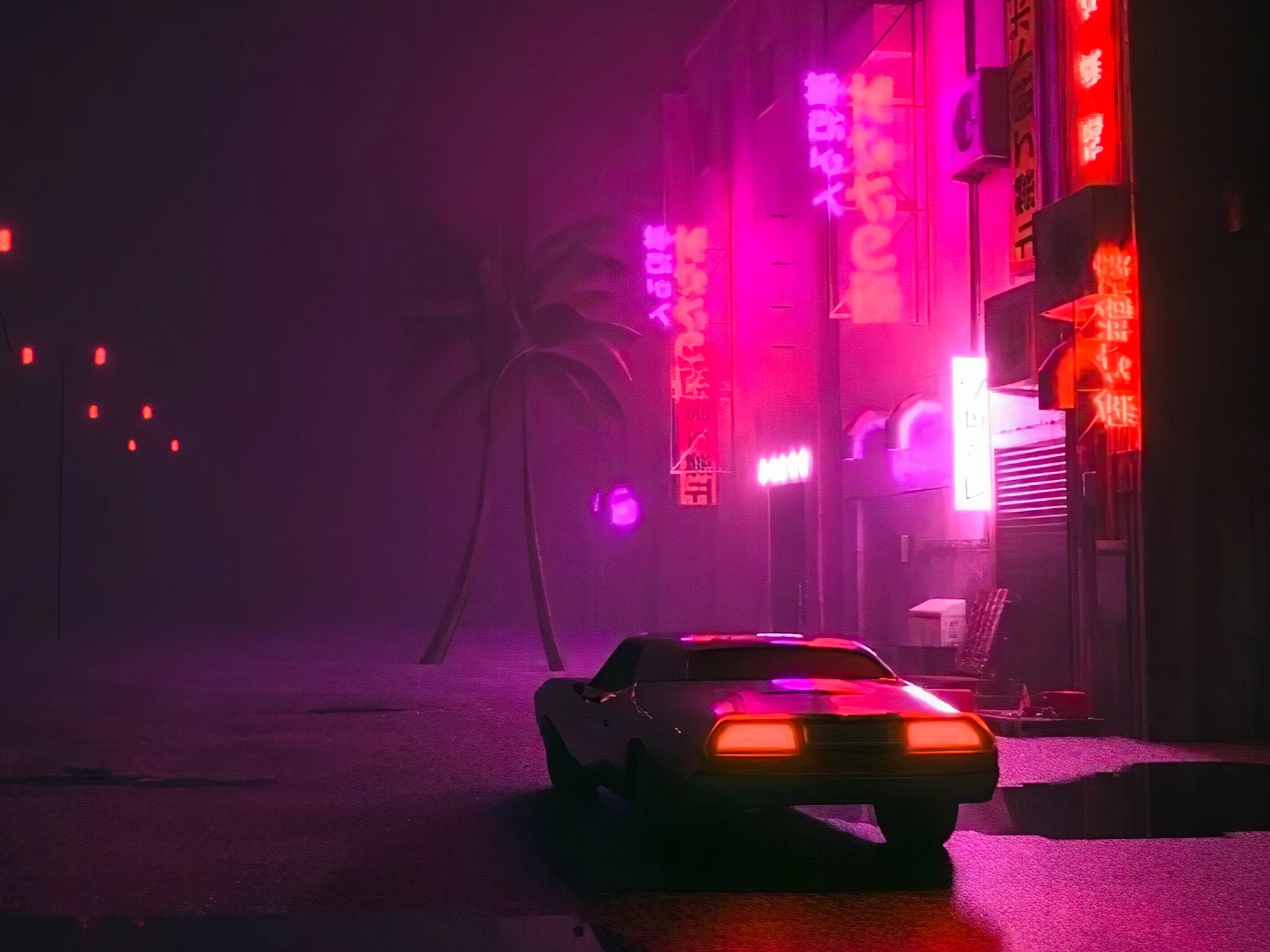 Panorama de Puerto Espacial Synthwave (Tablet Retina)