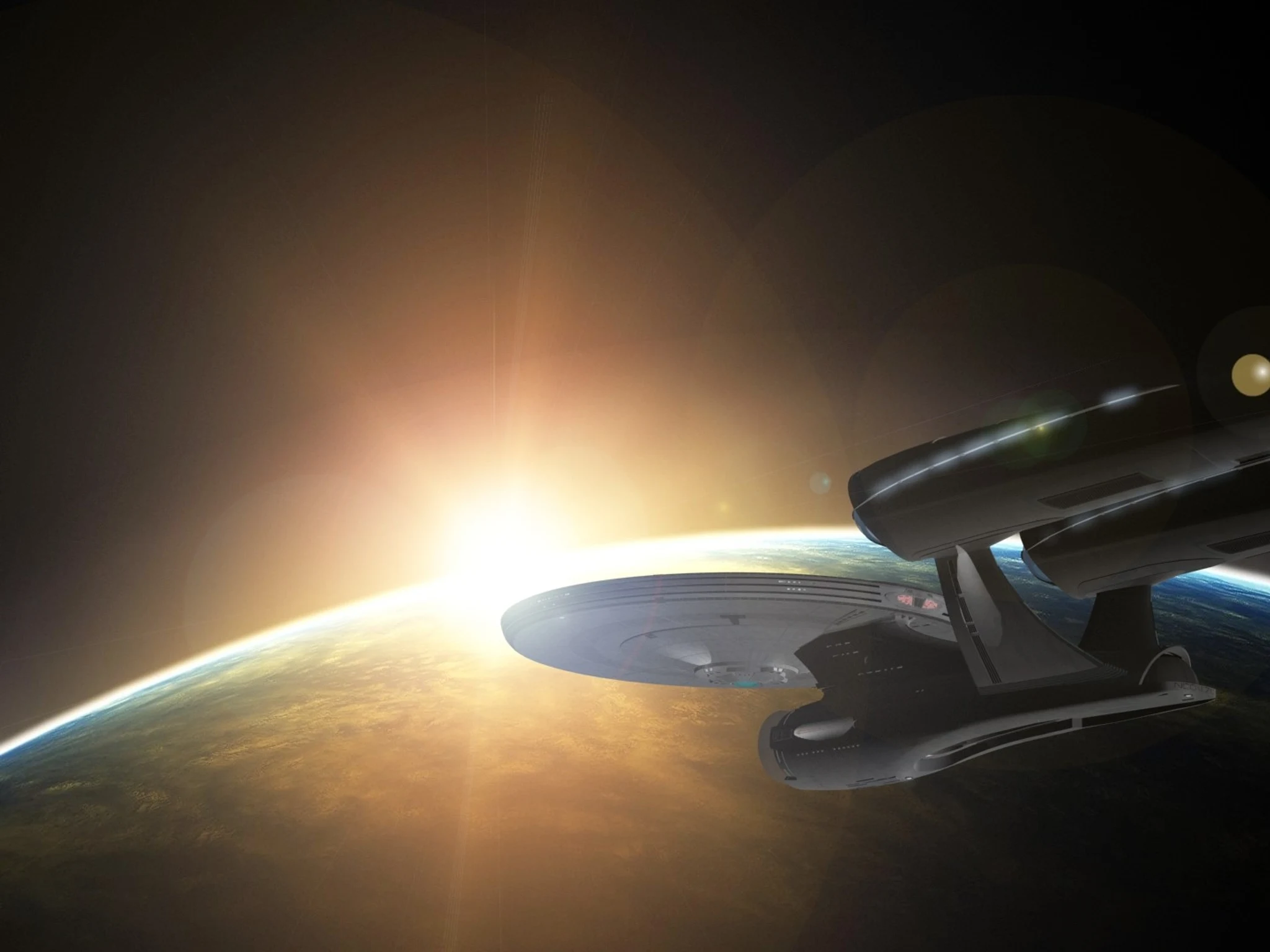 Vista Orbital de la Tierra al Amanecer (Tablet Retina)