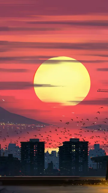 Atardecer Dorado en Lago de Montaña (2K Móvil)