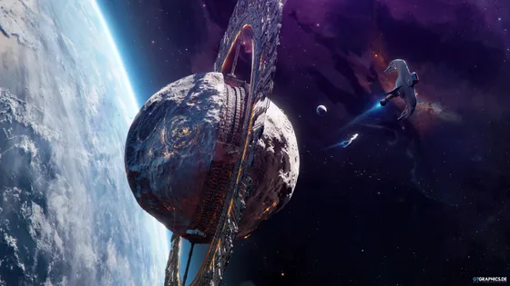 Planeta con Anillos y Amanecer Orbital (FullHD)