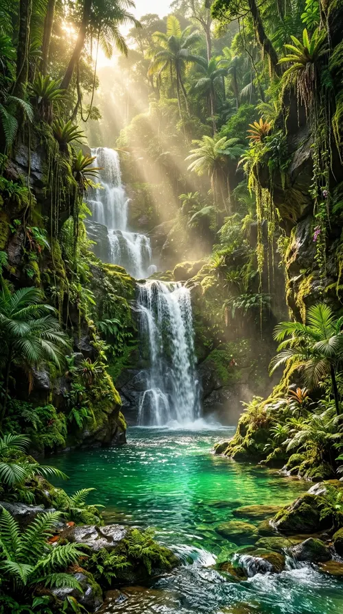 Cascada Tropical y Laguna Esmeralda